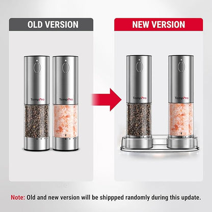 TempPro 100ml Electric Salt and Pepper Grinder Set Rechargeable, Automatic Pepper Grinder Shakers with External Adjustment, Refillable Pepper Mill Set with Cover & LED, 2-Pack(Previously ThermoPro) - Image 8