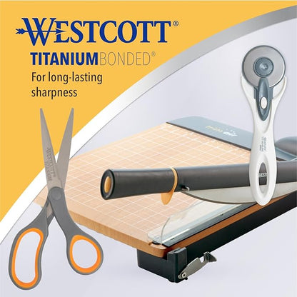 Westcott 8-Inch Titanium Bonded Straight Scissors, Soft Handle, Gray/Yellow, 4-Pack - Image 5