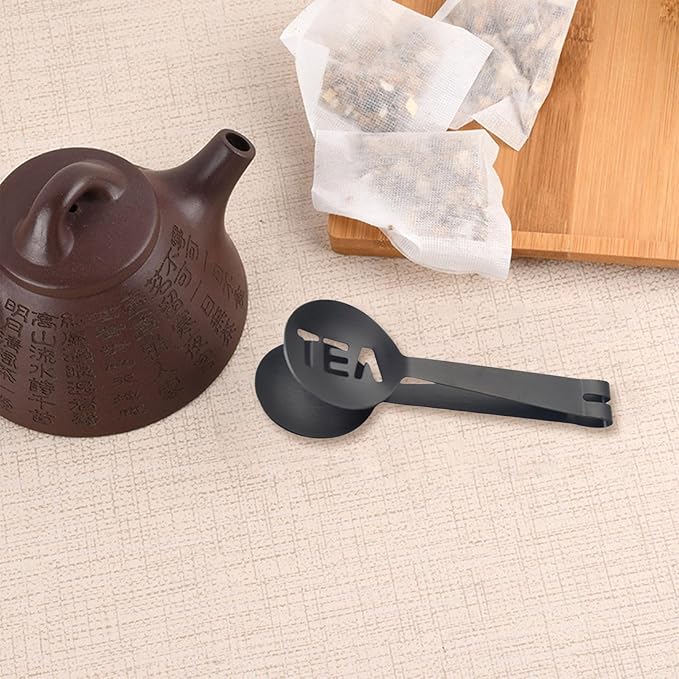 4Pcs Gray Tea Bag Squeezer, Stainless Steel Clip On Strainer, Tea Spoon Tongs For Loose Tea Ice Sugar Cubes, Tea Bag Holder Tea Accessories For Tea Drinkers