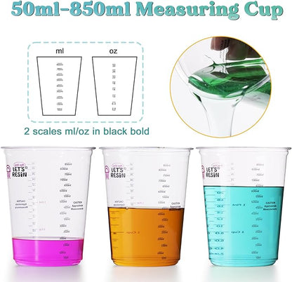 LET'S RESIN Resin Mixing Cups, 45pcs 32oz(1000ml) 2 Scales Accurate Paint Mixing Cup with Protective Gloves, Sturdy & Thick Disposable Measuring Cups for Paint, Pigments, Art, Auto Resin Mixer - Image 3