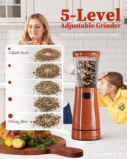 Electric Salt and Pepper Grinder Set with Storage Base, Stainless Steel Rechargeable Salt and Pepper Grinder Set with 4.5 oz Large Capacity, 1.8" Wide Mouth, Adjustable Coarseness, Ideal for Kitchen - Image 2