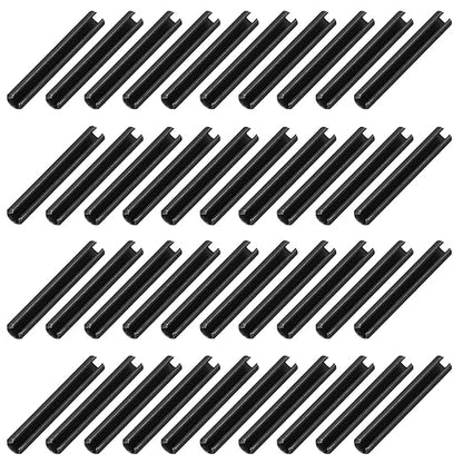 MECCANIXITY 120Pcs Slotted Split Roll Pins 3/25 Inch(3mm) Dia. 1 Inch(25mm) Length 65Mn Steel Spring Tension Expansion Dowels for Secure Fastening, Black