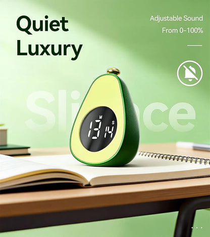 Digital Visual Timer Kitchen Timer for Yoga, Exercise, 99-Minute Silent Countdown, Time Management Tool with Pause Function (Avocado)
