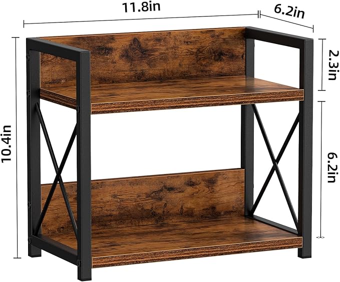 Giikin Countertop Shelf Organizer, 2 Tier Kitchen Spice Rack for Countertop, Wood Coffee Counter Shelf Organizer for Home (Brown, S) - Image 6