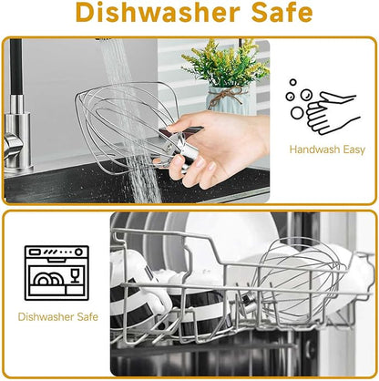 K45WW Whisk Attachment for 4.5 5 QT KitchenAid Tilt-Head Stand Mixer, 6 Wire Whip Compatible with Kitchen Aid accessories，Holeless Hub Design, 30% Faster Mixing, Dishwasher Safe