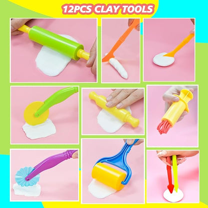 Dough Tool Set, 31 Pcs Basic Dough Tools Kits for Kids, Dough Accessories Includes Storage Container, Mat, 3D Animal, Cutters Roller, Rolling Pins, Safety Scissors - Image 5