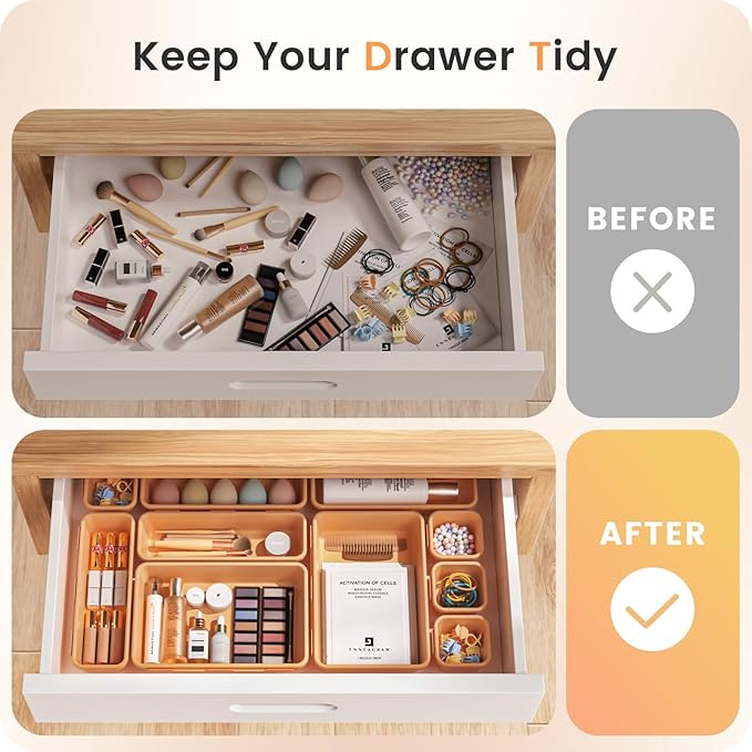 A-LUGEI【】【5 Size】Tool Box Organizer Tray Divider Set, 【Orange】 Desk Drawer Organizer,Garage Organization and Storage Toolbox Accessories Rolling Tool Chest Cart Cabinet WorkBench Part - Image 4