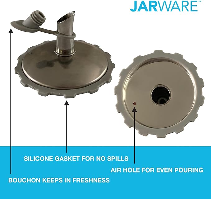 Jarware Stainless Steel Oil Cruet Lid, Regular Mouth Mason Jar Pour Spout Lid