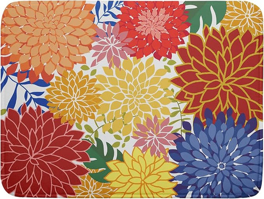 Modern Floral Dish Drying Mat Large Multicolored Tropical Drying Pad for Kitchen Counter by Giwawa