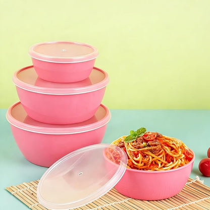 4-Piece Classic Plastic Prep Bowls with Lids, Nesting Plastic Small Mixing Bowl Set for Mixing, Baking, Prepping, Cooking and Serving Food, Microwave and Dishwasher Safe (Pink) - Image 7