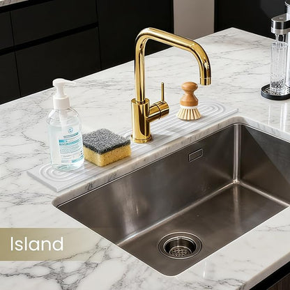 Premium Diatomite Stone Drying Mat for Kitchen Counter - Faucet Mat for Kitchen Sink, Sink Protector & Splash Guard, Quick-Dry Kitchen Sink Mat,Super Absorbent (White, 23.6" x 4") - Image 3