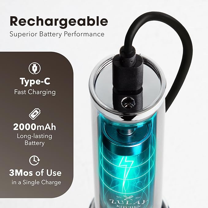 Zulay Kitchen Rechargeable Milk Frother Handheld - Lux 4 Whisks, Powerful 2-Speed Motor, Waterproof, 2000mAh Battery - Drink Mixer for Latte, Cappuccino, Matcha & Protein Powder - Silver - Image 7