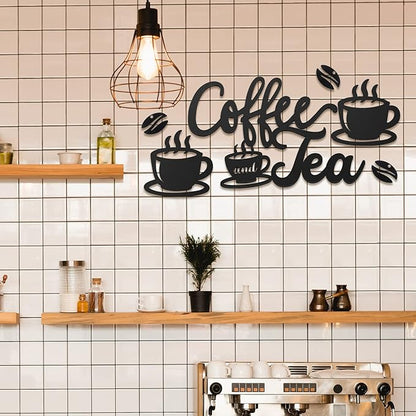 Ferraycle Rustic Metal Coffee Bar Signs Hanging Wall Decor for Home Office Kitchen (Coffee and Tea, 14" x 14") - Image 7