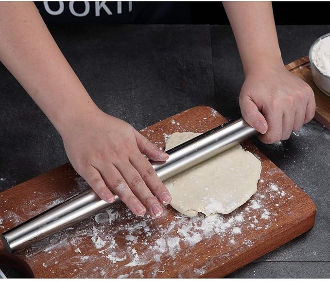 Stainless Steel Rolling Pin, Matte Finish 16.7 Inches, Berglander Rolling Pin For Baking Pizza Dough, Pie, Cookie, Essential Kitchen Utensil Gift Ideas For Bakers. - Image 6