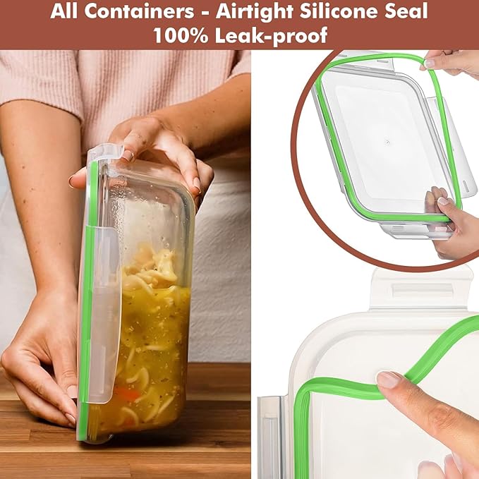 Razab 4 PC 1860ml / 63 Oz / 8 Cups Large Glass Food Storage Containers with Lids - Glass Meal Prep Containers for Roasting & Storing Leftover, Lunch Container with Lids, Microwave & Oven Safe - Image 4