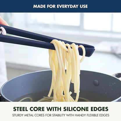GreenPan Silicone Tong, Cooking Grilling Serving, Salad, Kitchen Utensil, Flexible Rubber Nonstick Cookware, Rigid Steel Core, Heat-Resistant, Anti-Slip Handle, BPA-Free, Dishwasher Safe, Blue - Image 3