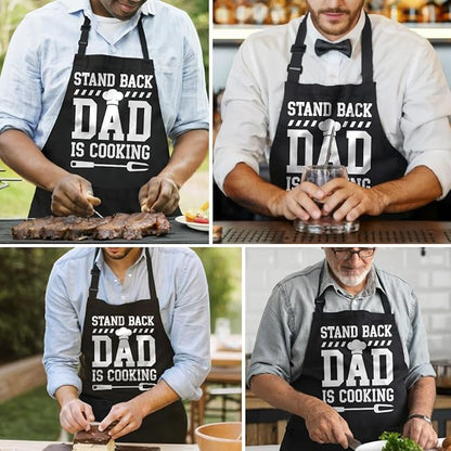 SANDJEST Funny Mens Aprons with Pockets for BBQ Grilling Cooking Grandpa Husband Apron for Birthday Christmas Father's Day