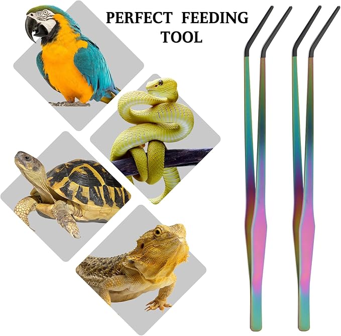 OLIISS Reptile Feeding Tongs with Rubber Tip - 15" Extra Long Tweezers for Aquariums & Crafts - Stainless Steel Feeder Tools for Bearded Dragons & Lizards - Terrarium Tank Supplies - 2 Pack - Image 4