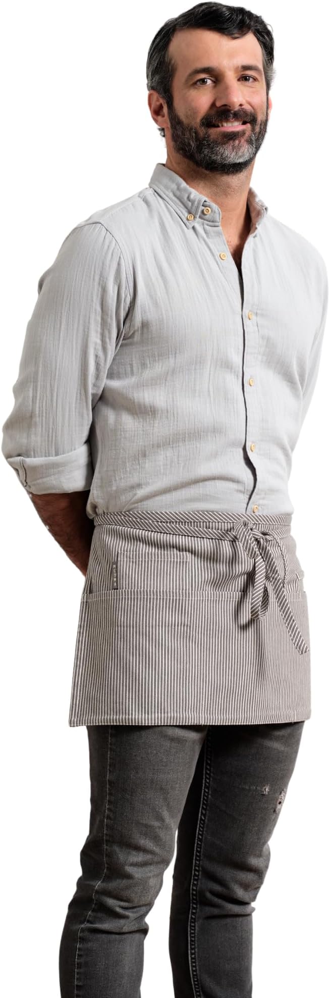 MEEMA Chef Waist Apron Cotton Fabric |Washable & Breathable Waitress & Server Half Aprons for Women with Pockets & Long Waist Straps | Cooking, Baking, Grilling & Crafting