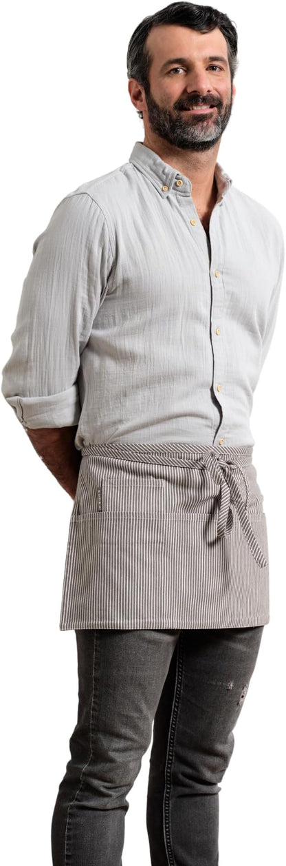 MEEMA Chef Waist Apron Cotton Fabric |Washable & Breathable Waitress & Server Half Aprons for Women with Pockets & Long Waist Straps | Cooking, Baking, Grilling & Crafting