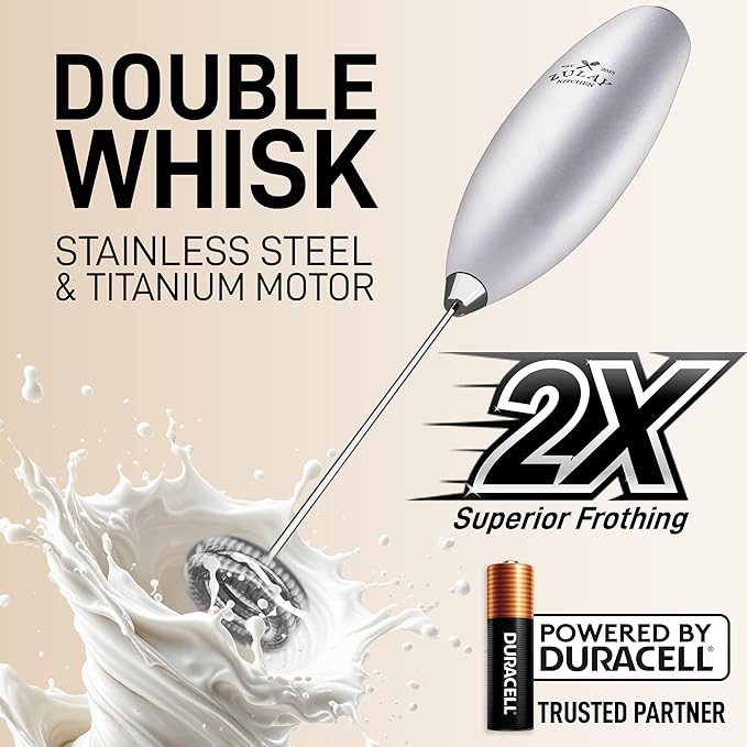 Zulay Kitchen Whisk Milk Frother with 4 Duracell Batteries - Powerful Handheld Foam Maker for Coffee, Lattes, Matcha, Hot Chocolate & Cappuccinos - Whip Creamy Froth in Seconds - Image 4