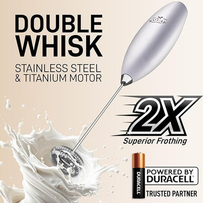 Zulay Kitchen Whisk Milk Frother with 4 Duracell Batteries - Powerful Handheld Foam Maker for Coffee, Lattes, Matcha, Hot Chocolate & Cappuccinos - Whip Creamy Froth in Seconds - Image 4