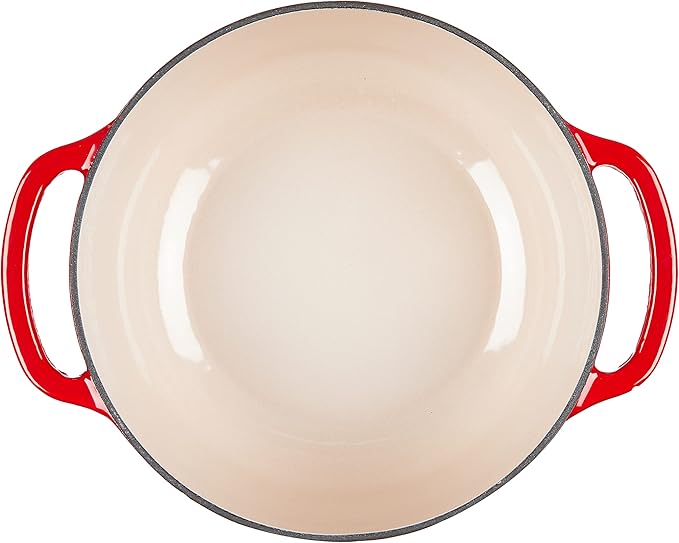 Lodge 4.5 Quart Enameled Cast Iron Dutch Oven with Lid – Dual Handles – Oven Safe up to 500° F or on Stovetop - Use to Marinate, Cook, Bake, Refrigerate and Serve – Solid Red - Image 3