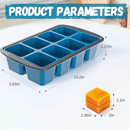 GORCI Ice Cube Tray For Freezer, 16 Large 1/2 Cub Cubes, Silicone Ice Trays For Freezer With Lid, Heavy-duty, Sturdy and Easy to Demold, Suitable for whisky, coffee, Herbs, Purees, 2-Pack - Image 7