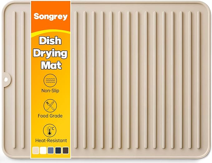 Songrey 16" x 12" Silicone Dish Drying Mat, Kitchen Counter Drying Pad for Sink Dishes or Under Rack, Multi-Use as Heat Resistant Trivet, Coffee Bar Mat by Unknown
