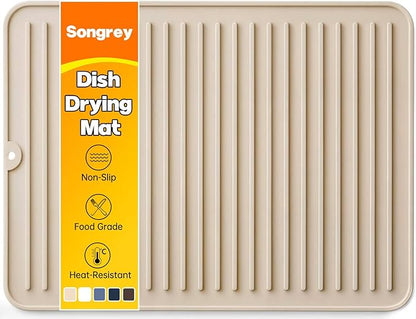 Songrey 16" x 12" Silicone Dish Drying Mat, Kitchen Counter Drying Pad for Sink Dishes or Under Rack, Multi-Use as Heat Resistant Trivet, Coffee Bar Mat by Unknown