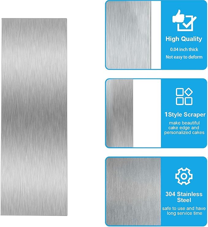 8.7 Inche Stainless Steel Cake Scraper，Double Sided Patterned Edge Stripe Edge Smoother Scraper Cake Decorating，Cake Decorating Comb Cake Scraper (1, 1-2) - Image 6