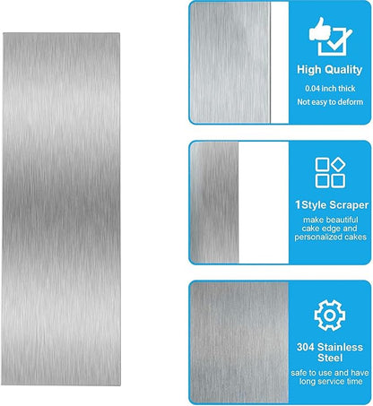 8.7 Inche Stainless Steel Cake Scraper，Double Sided Patterned Edge Stripe Edge Smoother Scraper Cake Decorating，Cake Decorating Comb Cake Scraper (1, 1-2) - Image 6