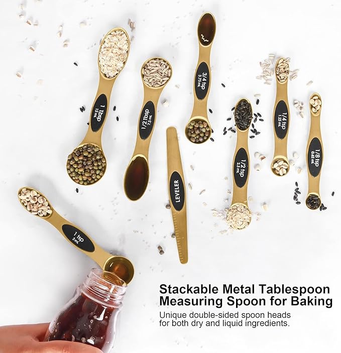 Magnetic Measuring Spoons Set Stainless Steel with Leveler-9pcs Stackable Measuring Cups for Baking-Measuring Cups and Spoon Set Kitchen Gadgets Apartment Essentials Fits in Spice Jars - Image 5