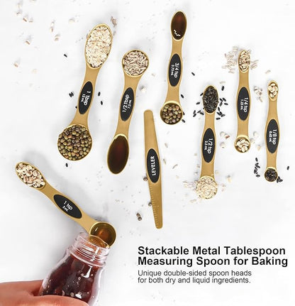 Magnetic Measuring Spoons Set Stainless Steel with Leveler-9pcs Stackable Measuring Cups for Baking-Measuring Cups and Spoon Set Kitchen Gadgets Apartment Essentials Fits in Spice Jars - Image 5