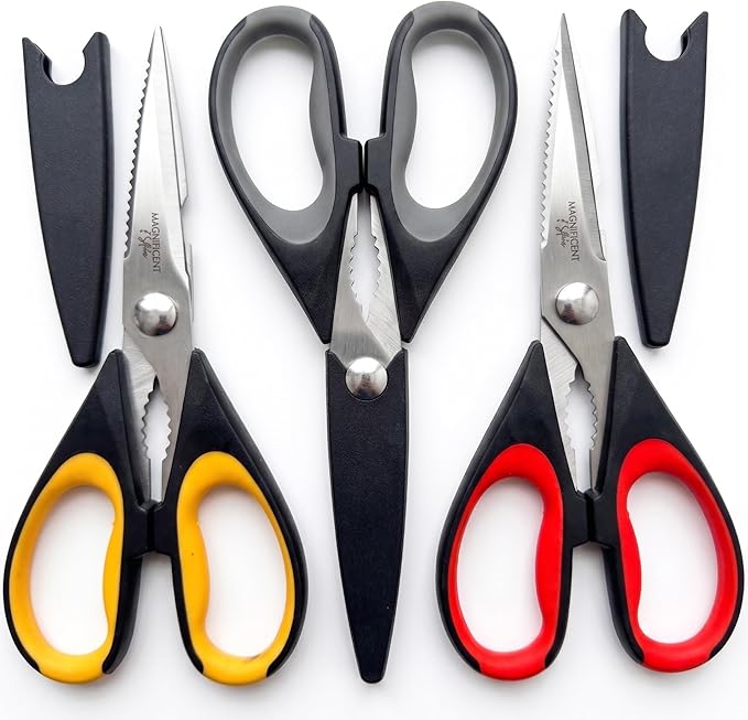 Magnificent Kitchen Scissors Heavy Duty - Multi-Purpose Kitchen Shears for Meat, Poultry, Food - Stainless Steel Cooking Scissors - Dishwasher Safe Culinary Shears by MAGNIFICENT+7+STAR