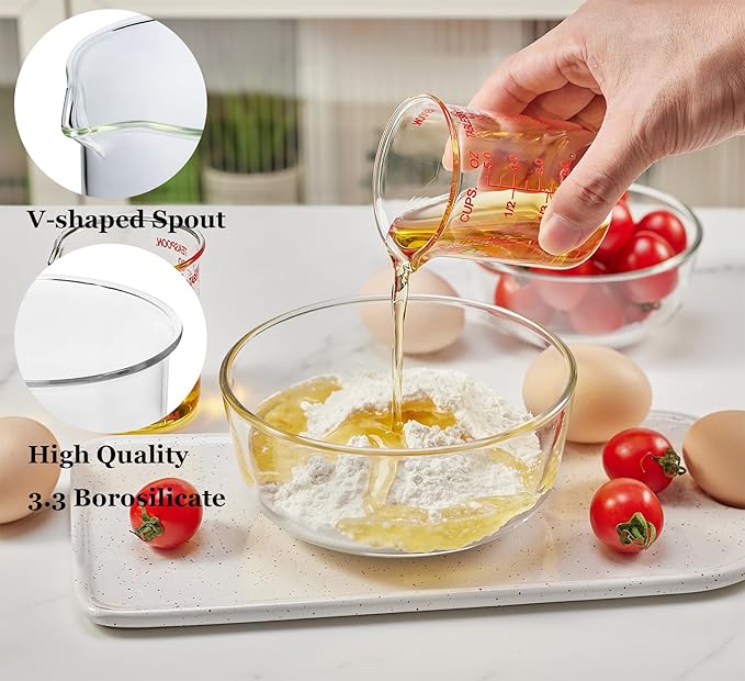 High Borosilicate Glass Measuring Cup-V-Shaped Spout，Glass Measuring Beaker for Kitchen or Restaurant, Easy to Read, 150 ML (5 Oz)-Pack of 2 - Image 2