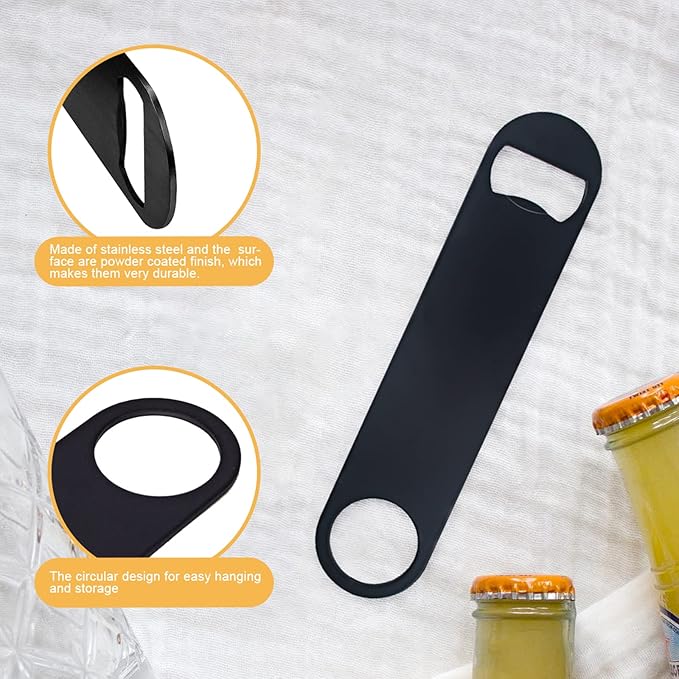 KTOJOY 4 PACK Stainless Steel Flat Bottle Opener, Beer Bottle Opener, 7inch, with Exquisite Packaging, for Kitchen, Bar or Restaurant, Black, - Image 2