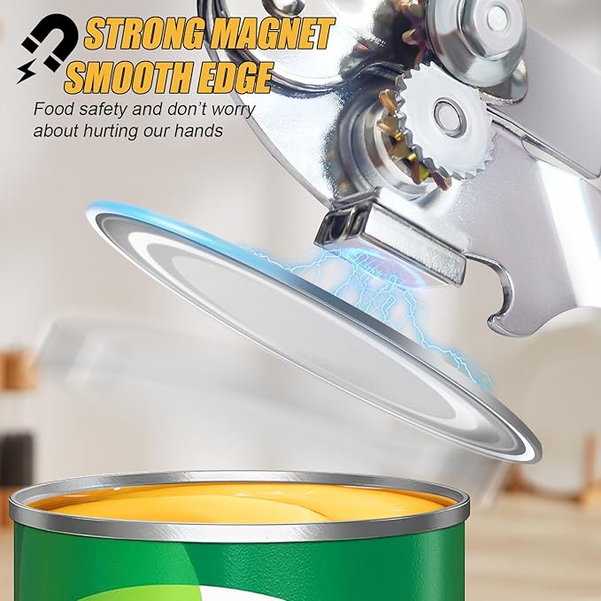 Commercial Can Opener, ICEKATl Can Opener Manual Heavy Duty Easy for Big Cans with Magnet, Folding Hand Crank With Comfortable Long Handles - Image 3