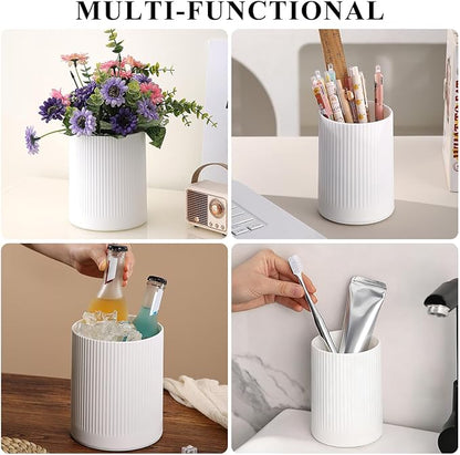 HOMQUEN 360° Rotating Utensil Holder, 6.3''+4.7'' Plastic Kitchen Utensil Holder for Countertop, Large Cooking Utensil Crocks for Kitchen Decor, Utensil Organizer for Spatula, Set of 2 (White) - Image 7