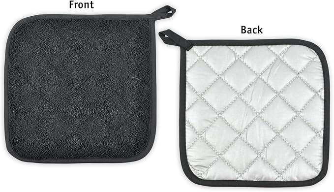 DII Basic Terry Collection Quilted 100% Cotton, Potholder, Black, 3 Piece - Image 3