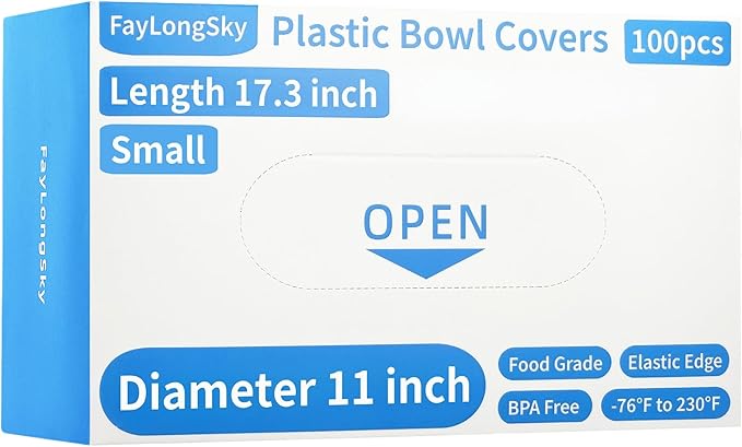 100 Boxed Bowl Covers Bread Proofing Plastic Wrap for Food Shower Caps for Sourdough Bread Baking Rising Elastic Reusable BPA Free Food Grade (Diameter 11") by FAYLONGSKY