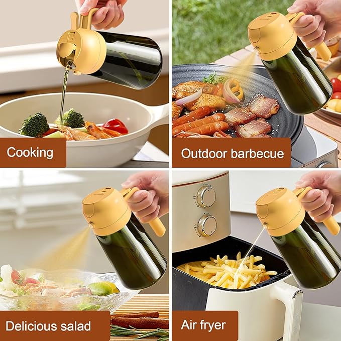 YARRAMATE 16oz/470ml Light-Blocking Dark Oil Sprayer for Cooking, 2 in 1 Olive Oil Dispenser Bottle for Kitchen, Premium Dark Green Glass Oil Bottle, Food-Grade Oil Mister for Air Fryer, BBQ (Orange) - Image 8