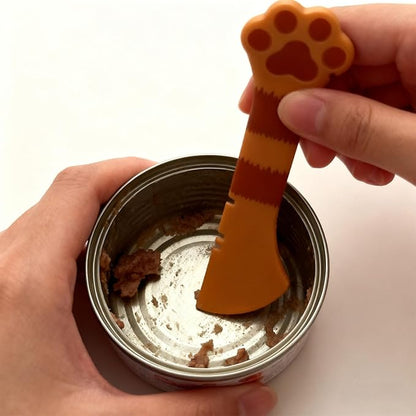 Cat Spoons for Wet Food Pet Can Lid Cover, Silicone Multi-Function Cute Paw Shape Opener Spatula Cat Food Spoon Cat Food Can Lid (Mixing colors)