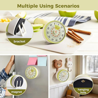 Kitchen Timer, Kitchen Countdown Cooking Reminder No Battery Required Magnetic Time Management Timer, Xmas Gift, Green