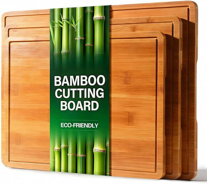 Zarler Bamboo Cutting Boards for Kitchen, Durable Wood Cutting Board with Juice Grooves and Handles, Wooden Chopping Board Set for Meal Prep, 500℉ Carbonized Bamboo, XL Size, Ideal Kitchen Gift by ZarlerOfficial