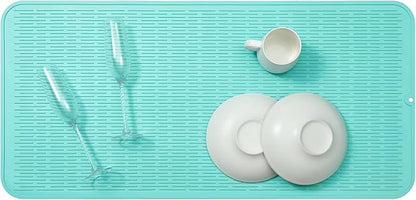 MicoYang Silicone Dish Drying Mat for Multiple Usage,Easy clean,Eco-friendly,Heat-resistant Silicone Mat for Kitchen Counter or Sink,Refrigerator or Drawer Liner Mint 5XL 36inches x 18inches - Image 5