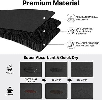 Bloss Black Dish Drying Mat + Faucet Mat for Kitchen Sink, Kitchen Sink Mats with Non-Slip Rubber Backed, Sink Matt for Kitchen Sink - 2PCS - Image 4