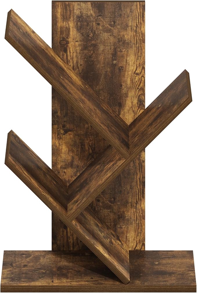 Furinno Tree Book Shelf, 3-Tier Bookshelf with Angled Open Shelf, Tree Bookcase for Room Decor, 8.4 x 15.7 x 21.3, for Organization and Storage, for Living Room, Bedroom, Home Office, Amber Pine | Furinno, Tree Bookshelf, 3-Tier, Floor Standing, Tree B... - Image 6