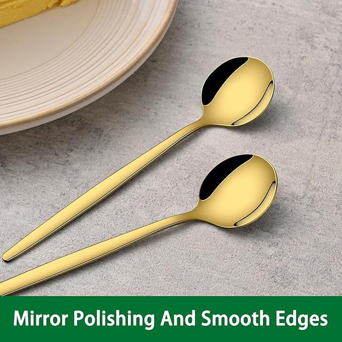 5.1 Inch Coffee & Tea Spoon,6 Pieces Gold Stainless Steel Teaspoon,Mini Spoons For Dessert And Coffee,Durable Demitasse Coffee Spoons For Dessert - Image 4
