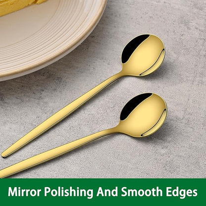 5.1 Inch Coffee & Tea Spoon,6 Pieces Gold Stainless Steel Teaspoon,Mini Spoons For Dessert And Coffee,Durable Demitasse Coffee Spoons For Dessert - Image 4